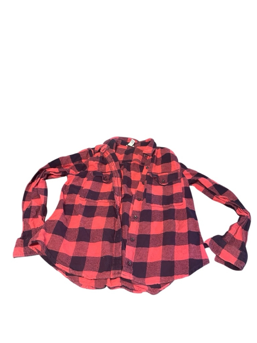 Forever 21 Red and Black Plaid Button-Down Shirt for Kids